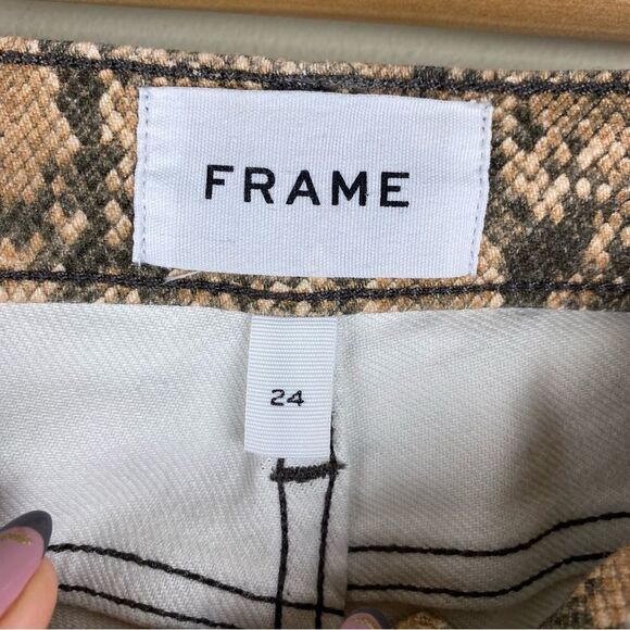 FRAME Le High Skinny Crop Coated Python snake  animal print size 24 - Picture 5 of 6